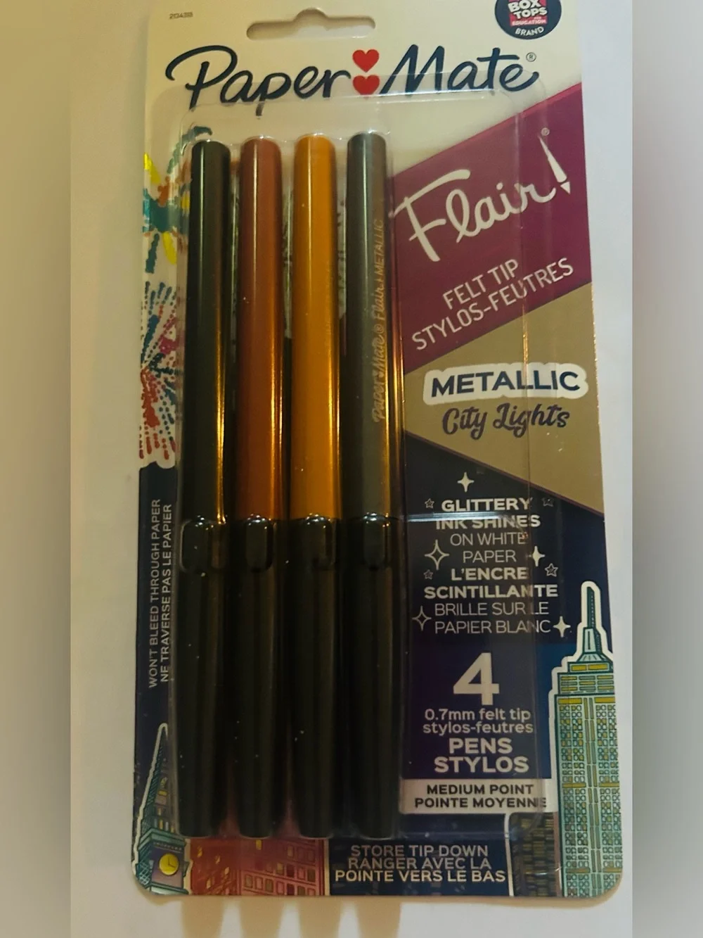 New 2 Packages Paper Mate Flair Felt Tip “Metallic City Lights” Flairs Mexico